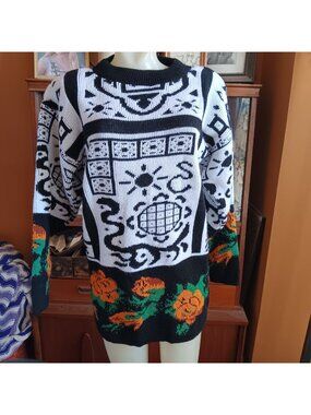 Vintage Wome's Medium Ugly Sweater 1980's Looking Good USA Padded Shoulder Prep